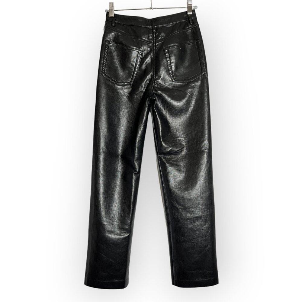 Aritzia Wilfred Melina Vegan Leather Pant SIZE 2 Black High Waist Straight Leg - Picture 2 of 12